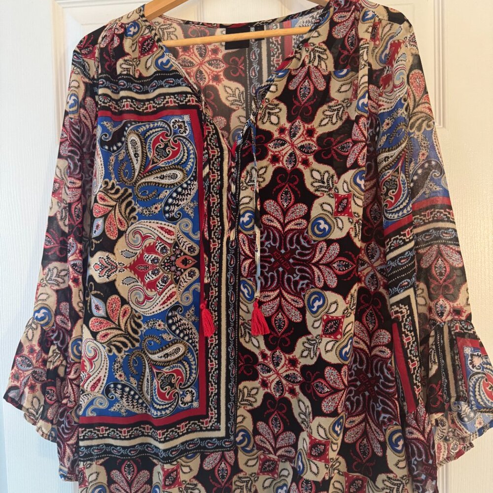 Boho Chic Peasant Blouse – Vibrant Paisley Print!